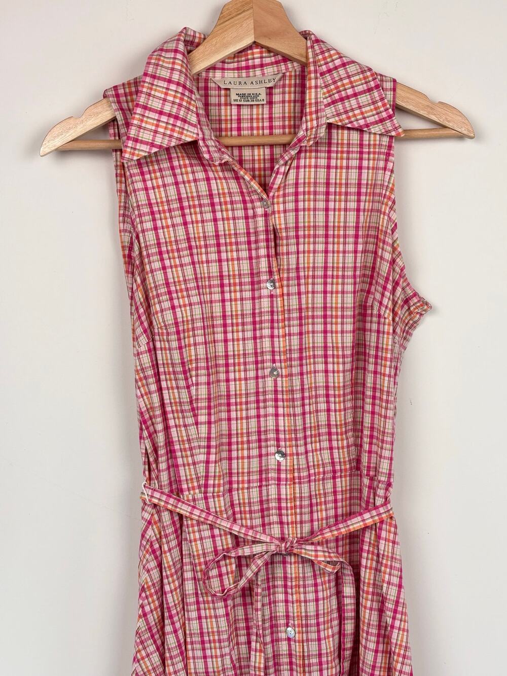 🌸 Vintage Laura Ashley Plaid Maxi Dress | Size 8 | Pink Green Cottagecore